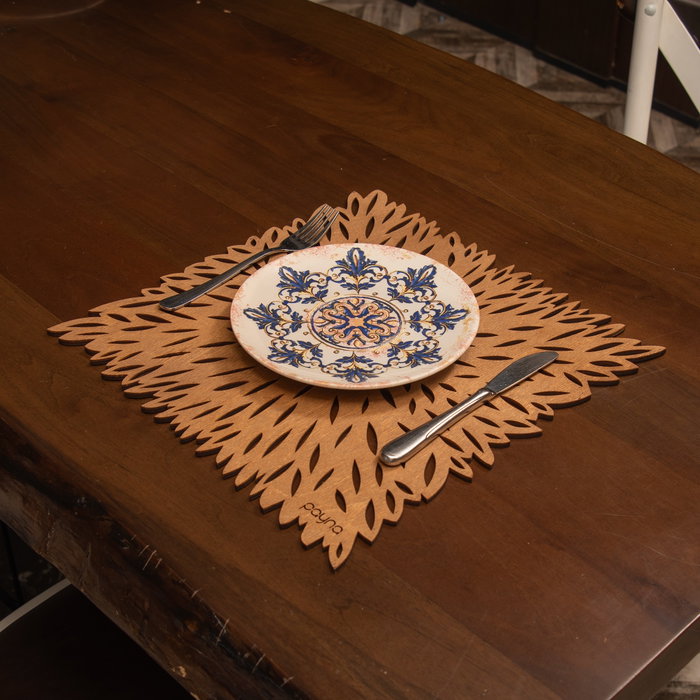 Hermia Pointy - Walnut Juego de 6 Salvamanteles de Madera de 36 x 36 cm